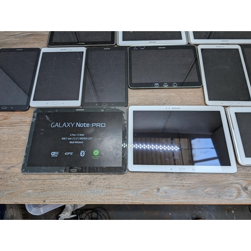 709 - A collection Samsung tablets to include SM-P900, SM-T580, SM-T800 etc.