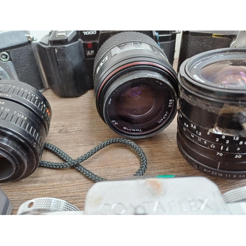 609 - A collection of lenses and cameras to include Minolta 7000 Maxxum 35mm SLR, Ihagee Exa II body, Niko... 