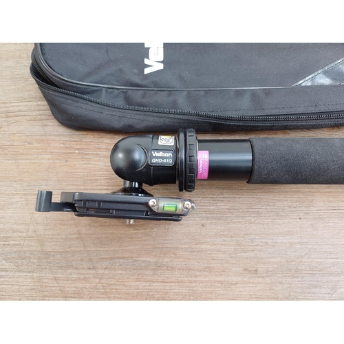 612 - Three cased items, one Velbon GEO E640L tripod fitted with QHD-61Q quick release ball-head, one Velb... 