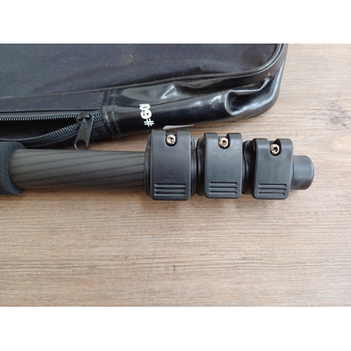 612 - Three cased items, one Velbon GEO E640L tripod fitted with QHD-61Q quick release ball-head, one Velb... 