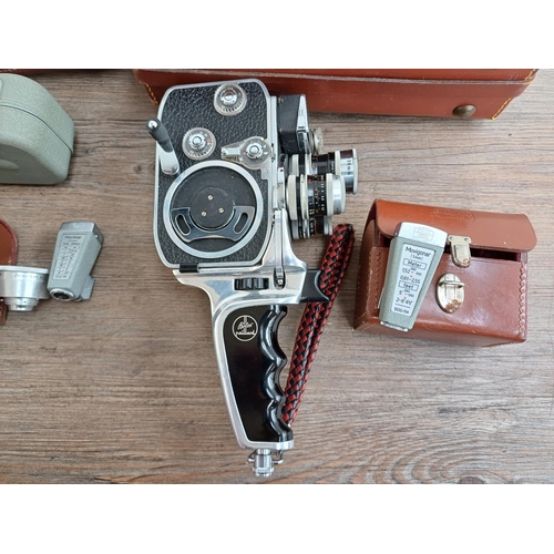 617 - Two cased 8mm cine cameras, one Paillard Bolex D-8L rotatable turret, three lens and one Carl Zeiss ... 