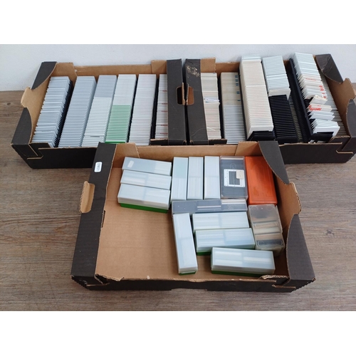 619 - Three boxes containing a large collection of slides to include 'View from Staple Island to Brownsman... 