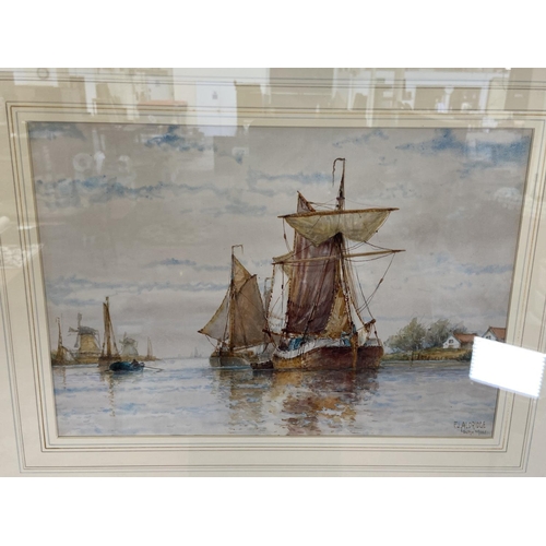 272 - A late 19th/early 20th century gilt framed F. J. Aldridge (1850-1933) watercolour of a harbour scene... 