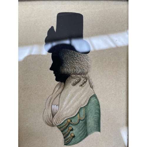 280 - A pair of Regency watercolour silhouettes in later added frames - approx. 15.5cm high x 13cm wide