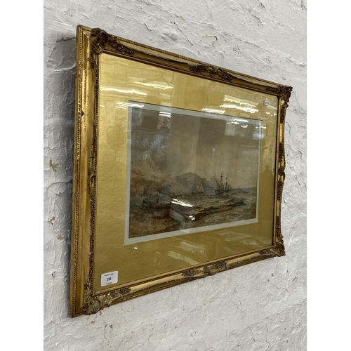 292 - A 19th century H. J. Holding (1833-1872) gilt framed watercolour of a coastal scene, dated 1869 - ap... 