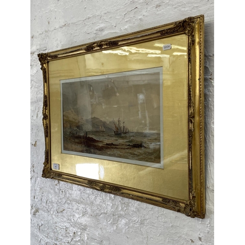 292 - A 19th century H. J. Holding (1833-1872) gilt framed watercolour of a coastal scene, dated 1869 - ap... 