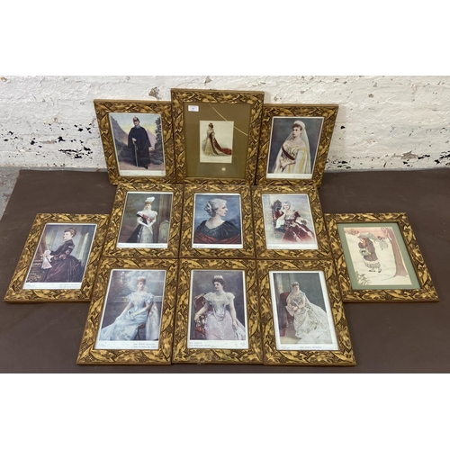 295 - Eleven late 20th century gilt framed prints of European Royalty - largest approx. 44cm high x 34cm w... 