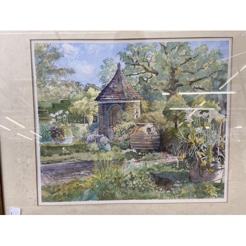 306 - Four framed watercolours, two village scenes by David R. Matthews, one titled 'Highgroves Spring' by... 