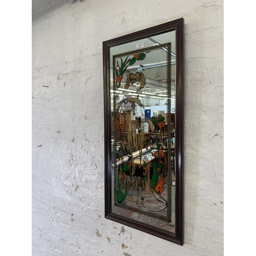 312 - An Art Nouveau style Alphonse Mucha design printed wall mirror - approx. 87cm high x 39cm wide