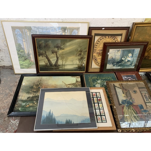 320 - A large collection of pictures and prints to include gilt framed Sir William Russell Flint print, mi... 