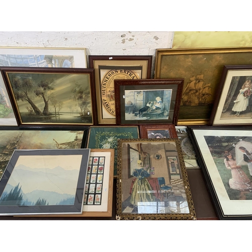 320 - A large collection of pictures and prints to include gilt framed Sir William Russell Flint print, mi... 