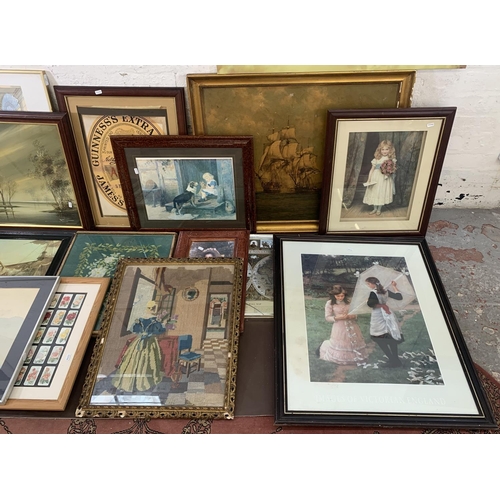 320 - A large collection of pictures and prints to include gilt framed Sir William Russell Flint print, mi... 