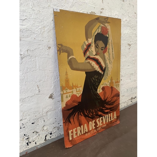 324 - A mid 20th century M. Flores Feria De Sevilla travel poster - approx. 100cm high x 62cm wide