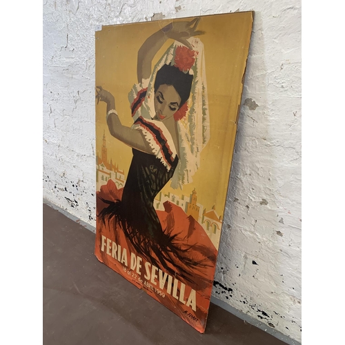 324 - A mid 20th century M. Flores Feria De Sevilla travel poster - approx. 100cm high x 62cm wide