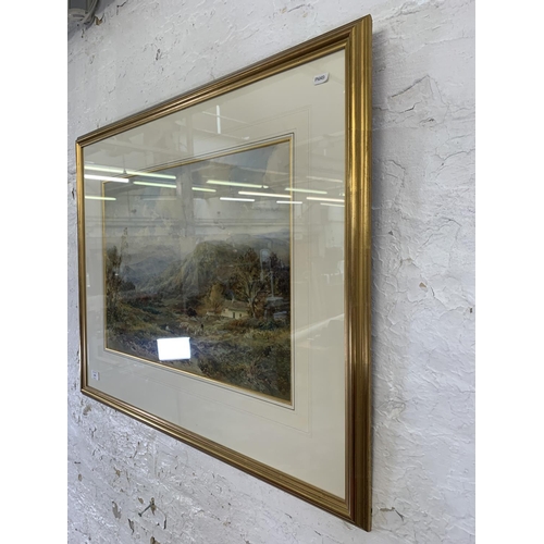 326 - A late 19th century gilt framed Albert Pollitt (1856-1926) watercolour of cattle herding - approx. 7... 