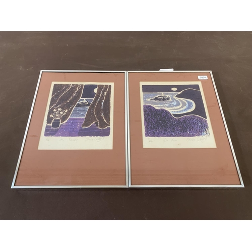 328 - A pair of 20th century Sheila Stafford pencil signed limited edition linocut prints, both 2/22 - app... 