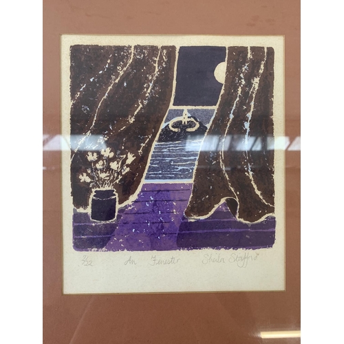 328 - A pair of 20th century Sheila Stafford pencil signed limited edition linocut prints, both 2/22 - app... 