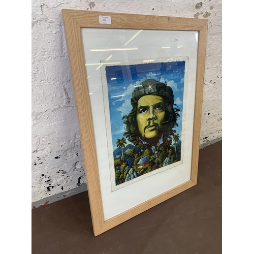 331 - A modern framed acrylic on canvas of Che Guevara - approx. 78cm high x 57cm wide