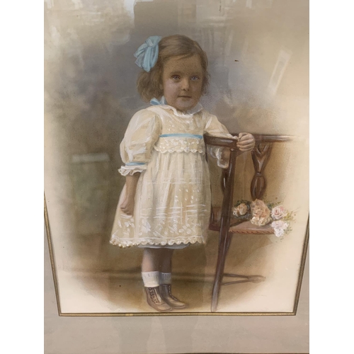 338 - A Victorian framed overpainted portrait of a young girl - approx. 79cm high x 70cm wide