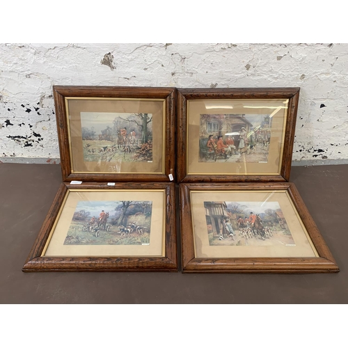 344A - Four mid 20th century framed hunting prints - approx. 35cm high x 42cm wide