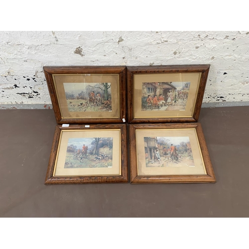 344A - Four mid 20th century framed hunting prints - approx. 35cm high x 42cm wide