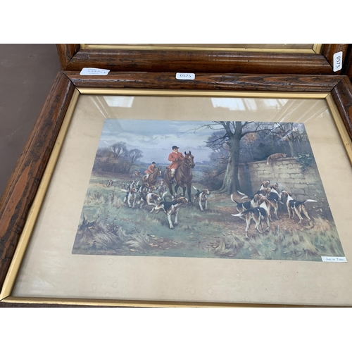 344A - Four mid 20th century framed hunting prints - approx. 35cm high x 42cm wide