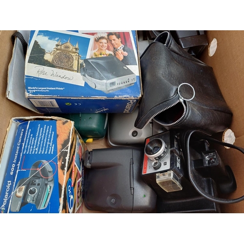 632 - Three boxes containing a large collection of Polaroid instant cameras to include boxed Image Elite, ... 