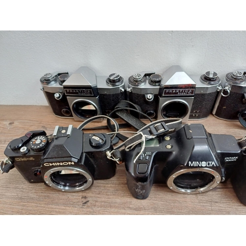 638 - Seventeen 35mm SLR camera bodies to include Ihagee Exa IIb, KMZ Zenit 12XP, Canon EOS 300, Petri TTL... 