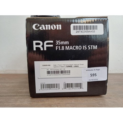 595 - A boxed Canon RF 35mm F1.8 IS STM macro lens