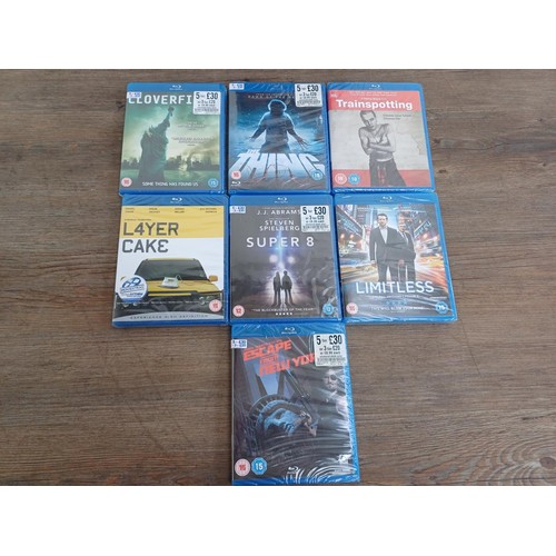 644 - A collection of Blu-rays, sealed titles to include Escape From New York, Super 8, Layer Cake, Limitl... 