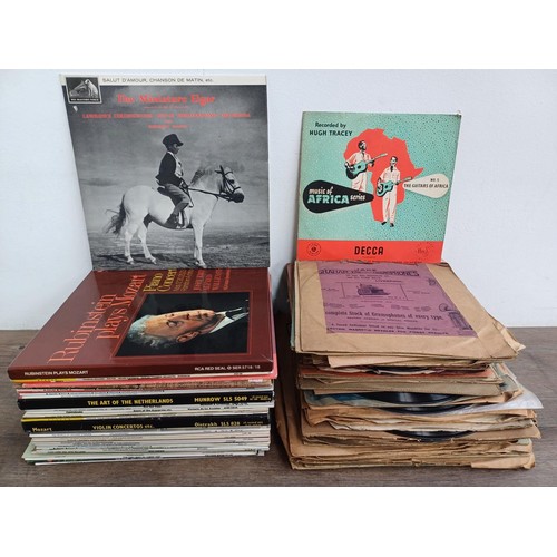 676 - A collection of shellac and LP vinyl records; shellac to include 'Music Of Africa Series No. 5. The ... 