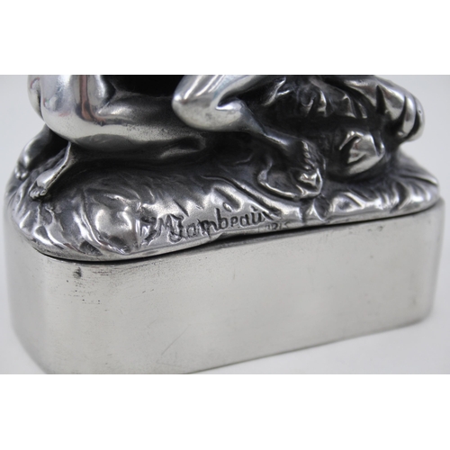 2199 - A Jef Lambeaux style base metal nude figural trinket box based on 'Les Deux Amies' - approx. 10cm hi... 