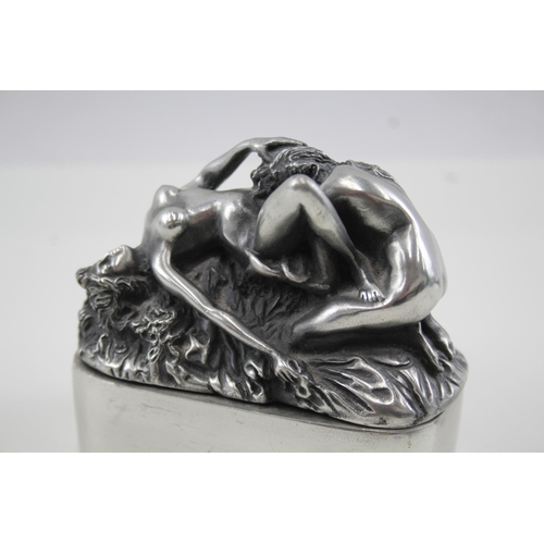 2199 - A Jef Lambeaux style base metal nude figural trinket box based on 'Les Deux Amies' - approx. 10cm hi... 