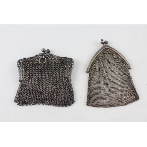 2205 - Two .800 silver chainmail lady's coin purses - approx. gross weight 82g