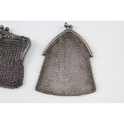 2205 - Two .800 silver chainmail lady's coin purses - approx. gross weight 82g