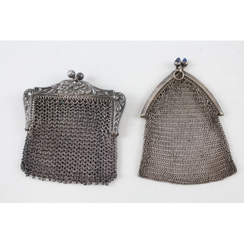 2205 - Two .800 silver chainmail lady's coin purses - approx. gross weight 82g