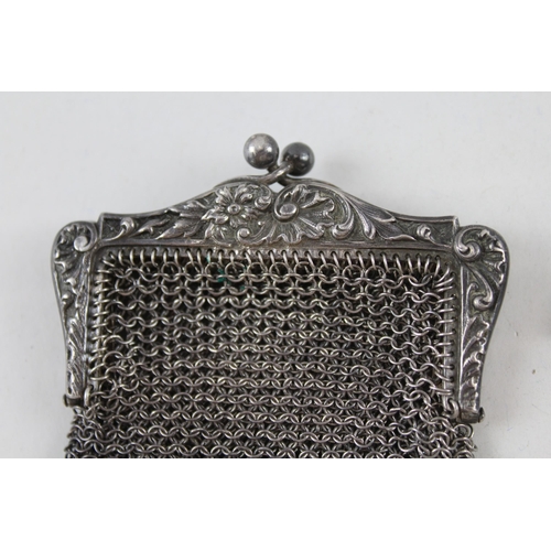 2205 - Two .800 silver chainmail lady's coin purses - approx. gross weight 82g