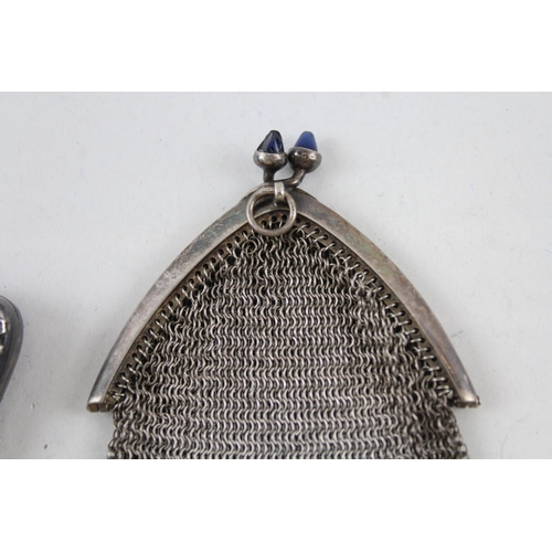 2205 - Two .800 silver chainmail lady's coin purses - approx. gross weight 82g