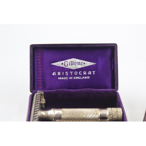 2217 - Two boxed Gillette Aristocrat silver plated razors