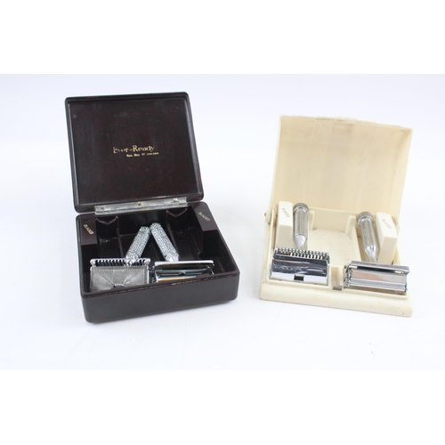 2222 - Two boxed Art Deco Ever-Ready two piece shaving sets each containing razor and automatic stropper