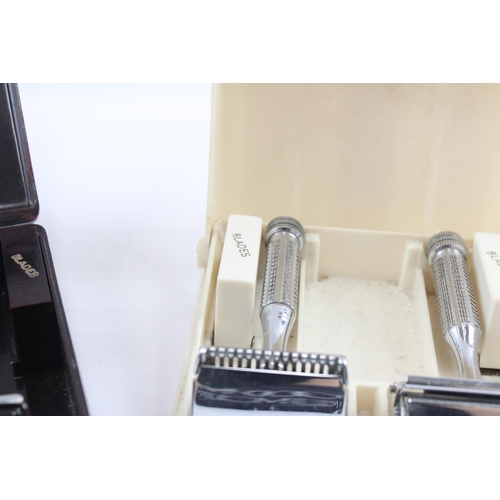 2222 - Two boxed Art Deco Ever-Ready two piece shaving sets each containing razor and automatic stropper