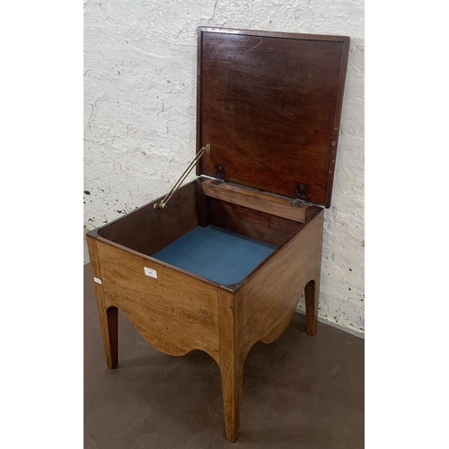 185 - A Georgian mahogany commode - approx. 46cm high x 48cm wide x 46cm deep