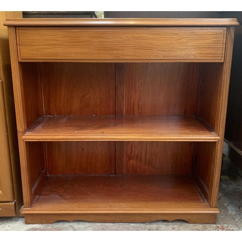 190 - A Chinese hardwood two tier bookcase - approx. 77cm high x 76cm wide x 31cm deep