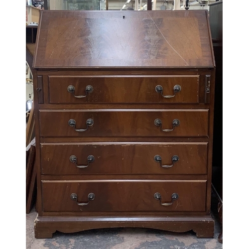 191 - A Georgian style mahogany bureau on bracket supports - approx. 100cm high x 75cm wide x 43cm deep