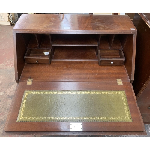 191 - A Georgian style mahogany bureau on bracket supports - approx. 100cm high x 75cm wide x 43cm deep