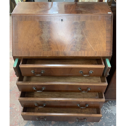 191 - A Georgian style mahogany bureau on bracket supports - approx. 100cm high x 75cm wide x 43cm deep