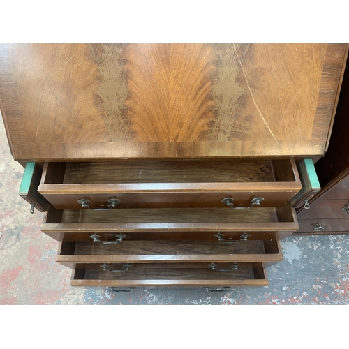 191 - A Georgian style mahogany bureau on bracket supports - approx. 100cm high x 75cm wide x 43cm deep