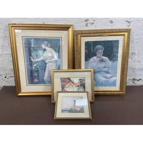 266 - Four gilt framed prints, two William Russell Flint, one Charles Edward Pervgini and one J. W. Waterh... 