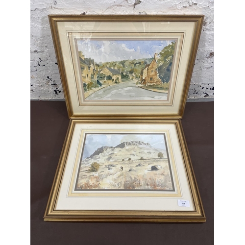 274 - Two late 20th century B. R. Kitson gilt framed watercolours, one titled 'Hen Cloud' dated 1989 and o... 