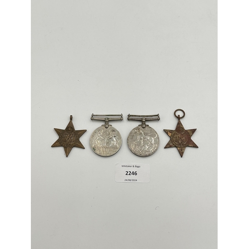 2246 - Four WWII medals, War, The Defence, The Italy Star and the 1939-1945 Star